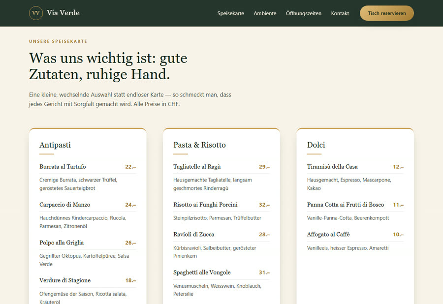 Via Verde Restaurant – Musterprojekt